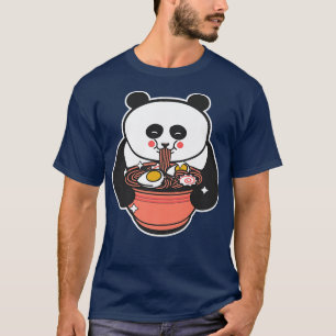 Camiseta Cute Panda comiendo fideos Ramen Kawaii japonés F