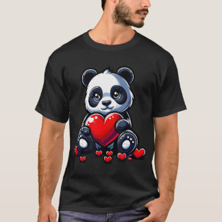 Camiseta Cute Panda Día de San Valentín del corazón Pareja 