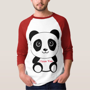Camiseta Cute Panda dice que te amo. Sentado.