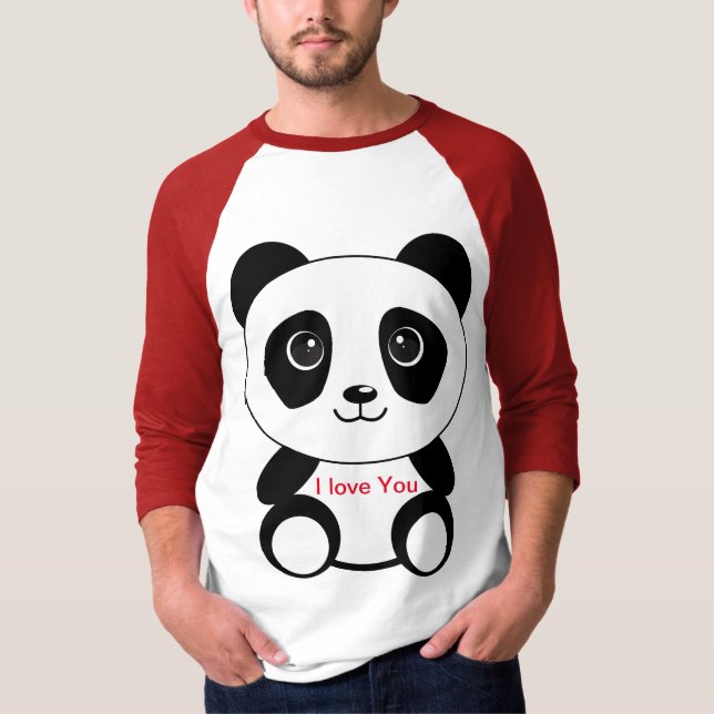 Camiseta Cute Panda dice que te amo. Sentado. (Anverso)