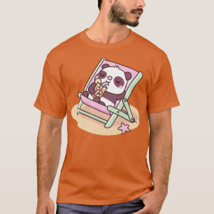 Camiseta Cute Panda g Sobre La Silla De Playa Con Jugo Nara