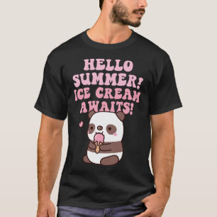 Camiseta Cute Panda Hello Summer Ice Cream Awath