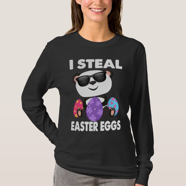 Camiseta Cute Panda I Steal Easter Eggs  Egg Girls & Boys (Anverso)