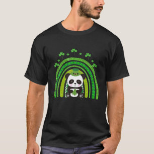 Camiseta Cute Panda Leprechaun Arcoiris Shamrock St Patrick