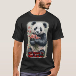 Camiseta Cute Panda llevando Flores para el Día de la Madre
