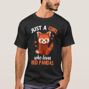 Camiseta Cute Panda Rojo Sólo Un Chica Que Ama Los Pandas R