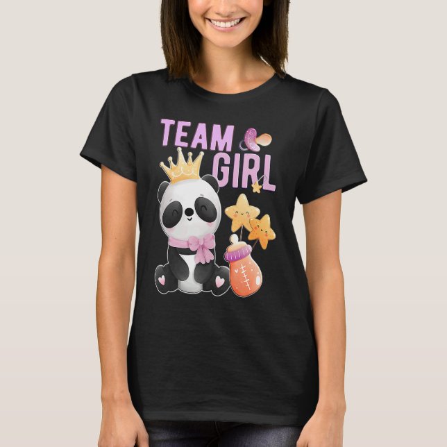 Camiseta Cute Panda Team Girl  Gender Reveal Baby Shower Pa (Anverso)