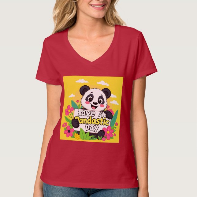 Camiseta Cute Panda "Ten Un Día Pandástico" (Anverso)