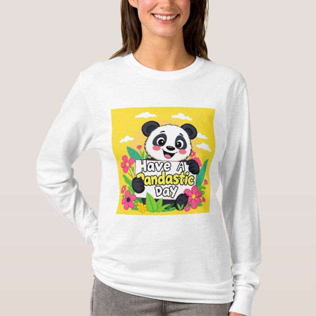 Camiseta Cute Panda "Ten Un Día Pandástico" (Anverso)