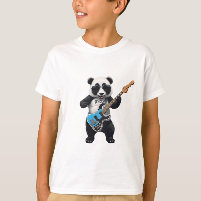 Camiseta Cute Panda Tocando Guitarra, Music Panda Avers (Anverso)