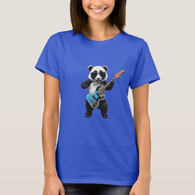 Camiseta Cute Panda Tocando Guitarra, Music Panda Avers (Anverso)