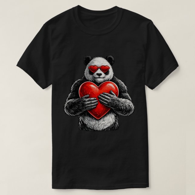 Camiseta Cute Panda With Heart Love Design (Diseño del anverso)