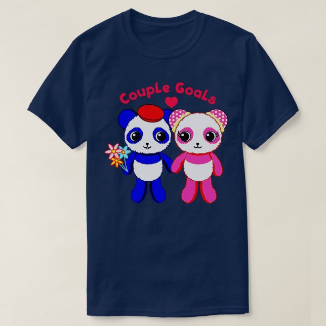Camiseta Cute pandas pareja (Diseño del anverso)