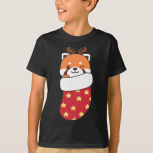 Camiseta Cute Pandas Rojos En Las Bolsas De Navidades Para