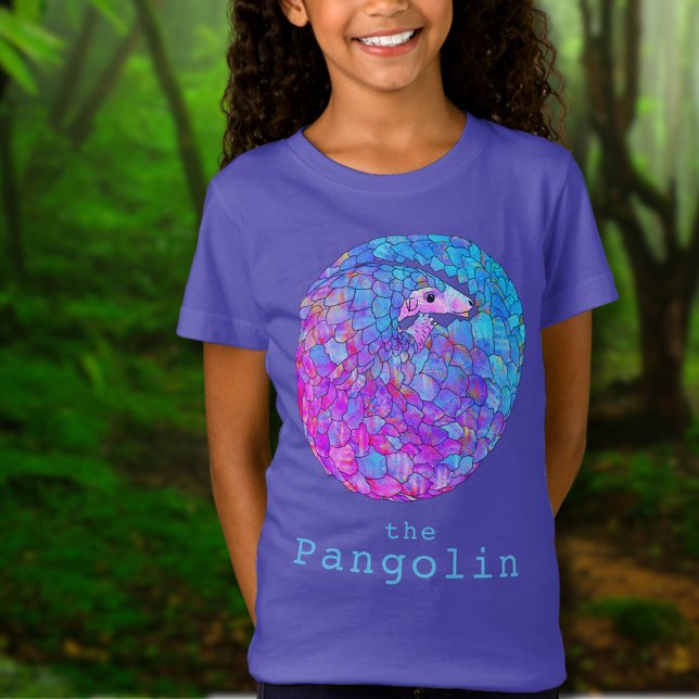 Camiseta Cute Pangolin Colorful Animal Art (Cute pangolin colorful animal art T-shirt pink purple blue rolled up pangolin illustration )