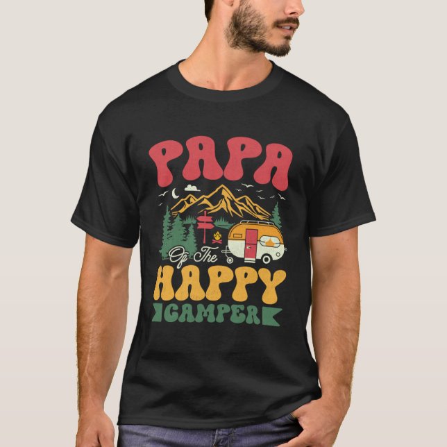 Camiseta Cute Papa Of The Happy Camper Groovy Camping Trip (Anverso)