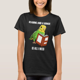 Camiseta Cute Parakeet Budgie y libros de lectura