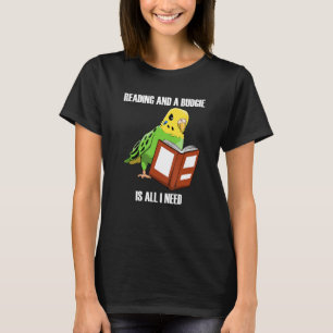 Camiseta Cute Parakeet Budgie y libros de lectura