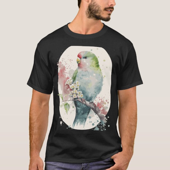 Camiseta Cute Parakeet Japanese Cherry Blossom Budgie Sakur (Anverso)