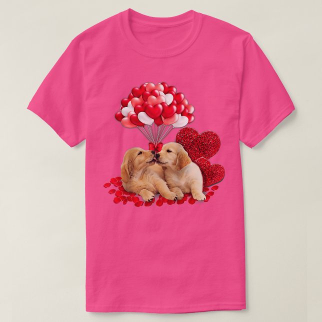 Camiseta Cute Pareja Dorada Recuperador Día de San Valentín (Diseño del anverso)