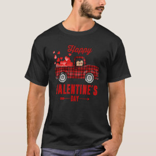 Camiseta Cute Pareja Perro Riendo Camión Rojo Corazón Valen