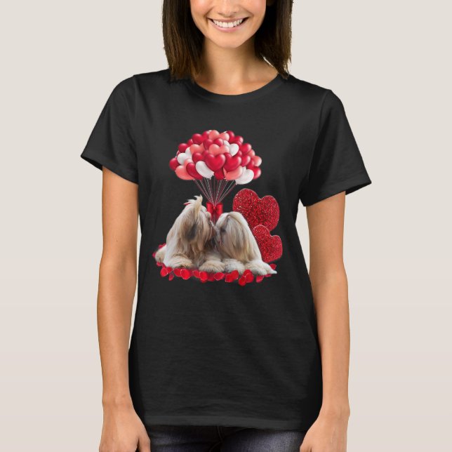 Camiseta Cute Pareja Shih Tzu El día de San Valentín Dog Am (Anverso)