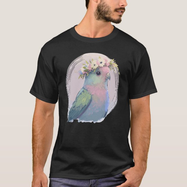 Camiseta Cute Parrotlet Parakeet Bird Flower Crown Pet Bird (Anverso)