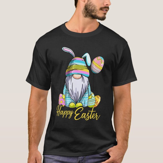 Camiseta Cute Pascua Gnome Caza de Huevos Cute Feliz E (Anverso)