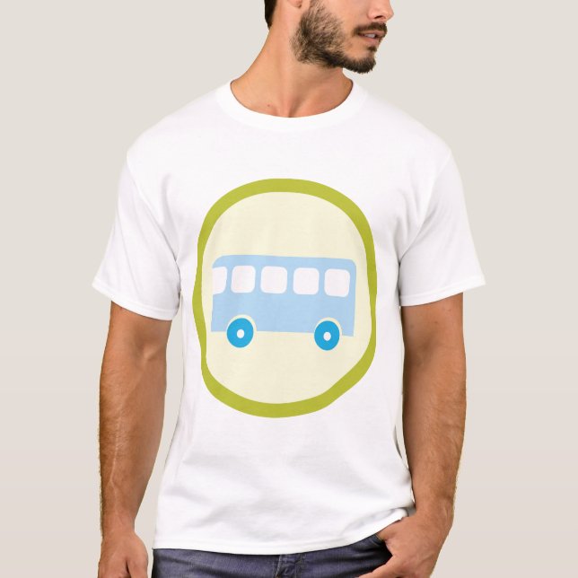 Camiseta Cute Pastel Blue School Bus Icon (Anverso)