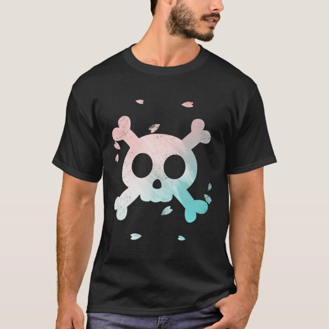 Camiseta Cute Pastel Goth Garment Pink and Blue Skull Sakur (Anverso)