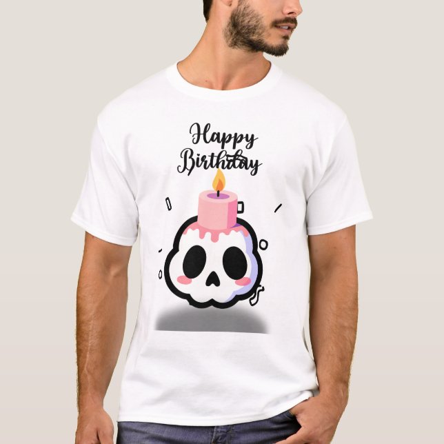 Camiseta Cute Pastel Goth Skull Birthday (Anverso)