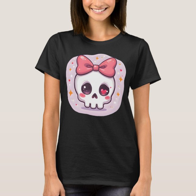 Camiseta Cute Pastel Goth Skull with Bow (Anverso)