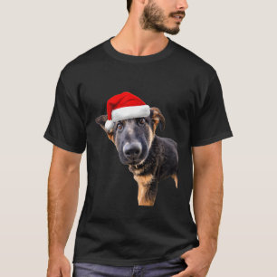 Camiseta Cute pastor alemán Navidades de perros Santa