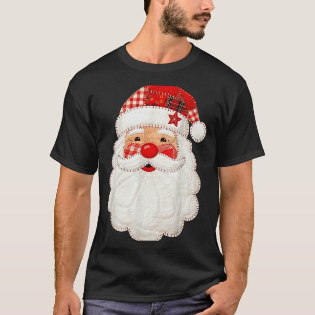 Camiseta Cute Patchwork Santa Claus Christmas Xmas Men Wome (Anverso)