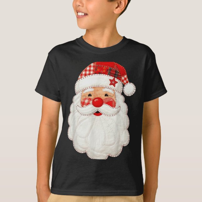 Camiseta Cute Patchwork Santa Claus Christmas Xmas Men Wome (Anverso)