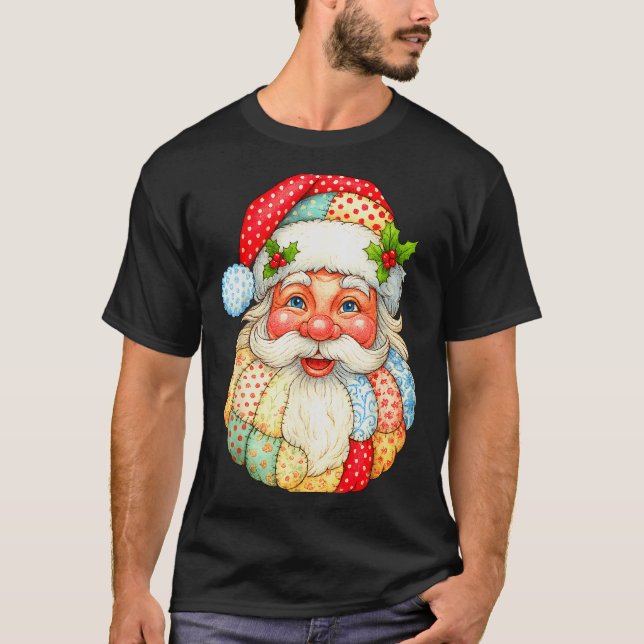Camiseta Cute Patchwork Santa Claus Navidades Navidad Hombr (Anverso)