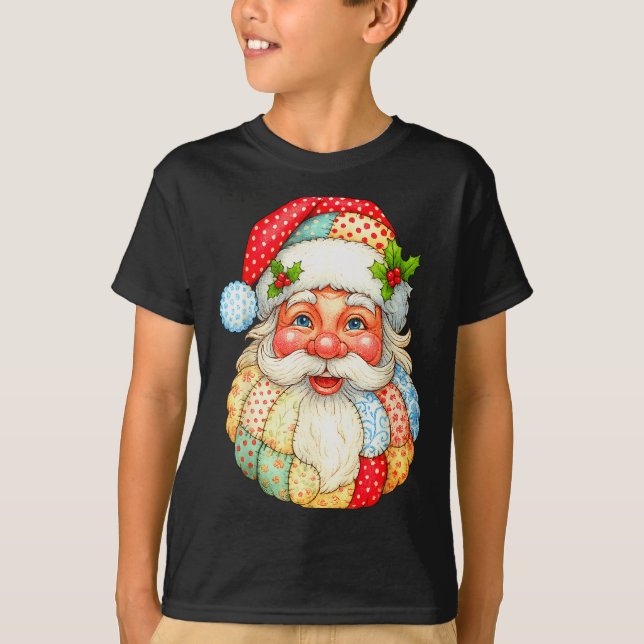 Camiseta Cute Patchwork Santa Claus Navidades Navidad Hombr (Anverso)
