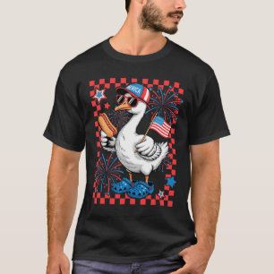 Camiseta Cute Patriótico Goose Hotdog Usa Flag Niños Niños
