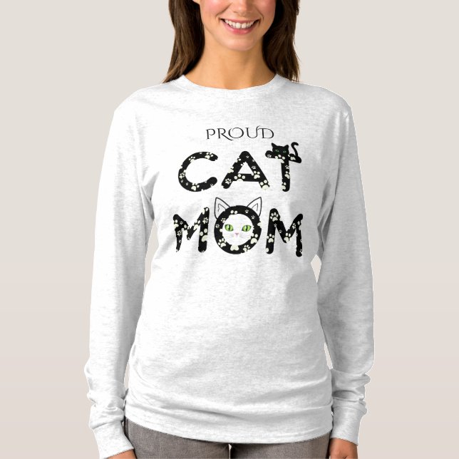 Camiseta Cute Paw Print Typography for Cat Mom -  (Anverso)