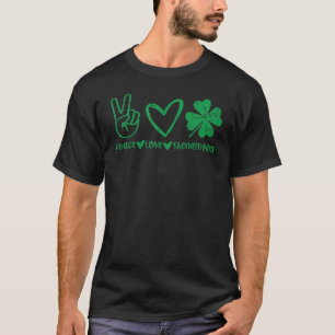 Camiseta Cute Peace Love Shenanigans Shamrock Happy St Patr