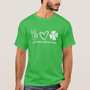 Camiseta Cute Peace Love Shenanigans Shamrock Happy St Patr