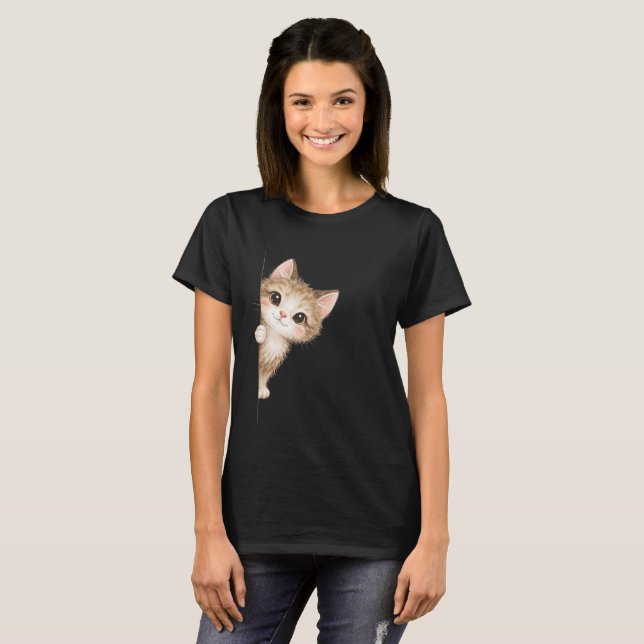Camiseta Cute Peeking Cat Graphic Shirt (Anverso completo)