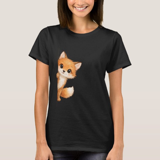 Camiseta Cute Peeking Fox Graphic Shirt (Anverso)