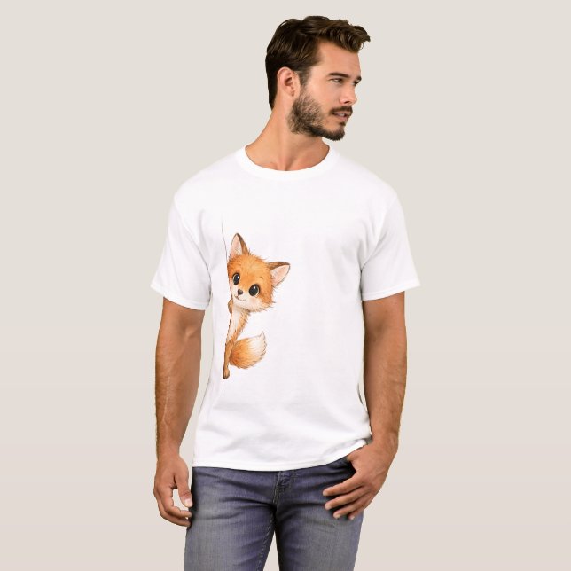 Camiseta Cute Peeking Fox Graphic Shirt (Anverso completo)