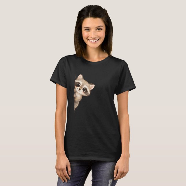 Camiseta Cute Peeking Raccoon Graphic Shirt (Anverso completo)