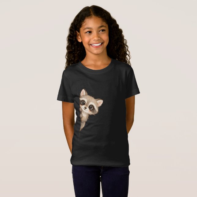 Camiseta Cute Peeking Raccoon Kids Shirt (Anverso completo)