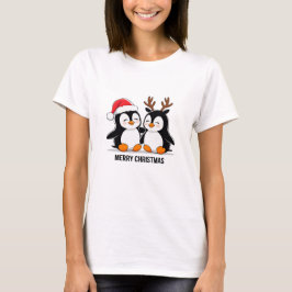 Camiseta Cute Penguin Couple Christmas – Festive Holiday 