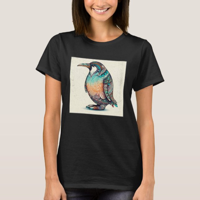 Camiseta Cute Penguin Illustration Mandala Symbols Women Me (Anverso)