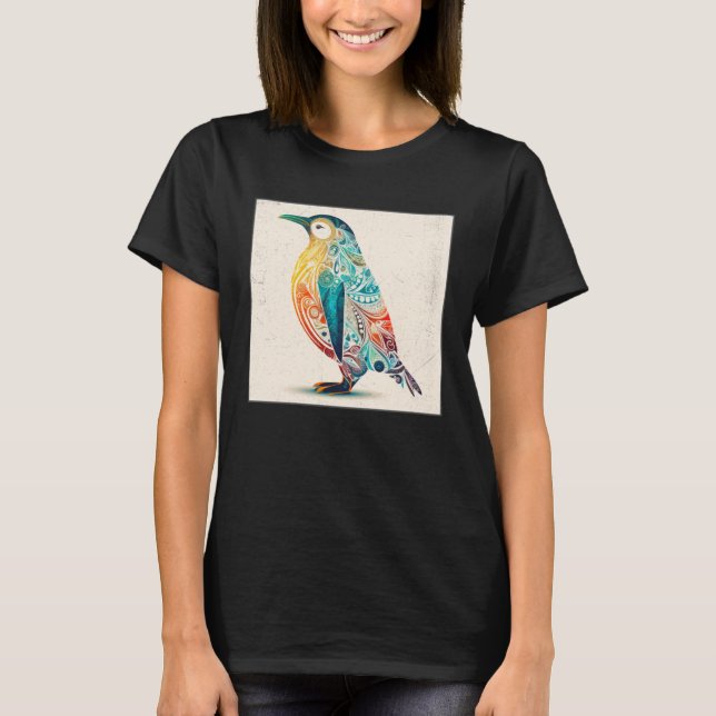 Camiseta Cute Penguin Illustration Mandala Symbols Women Me (Anverso)