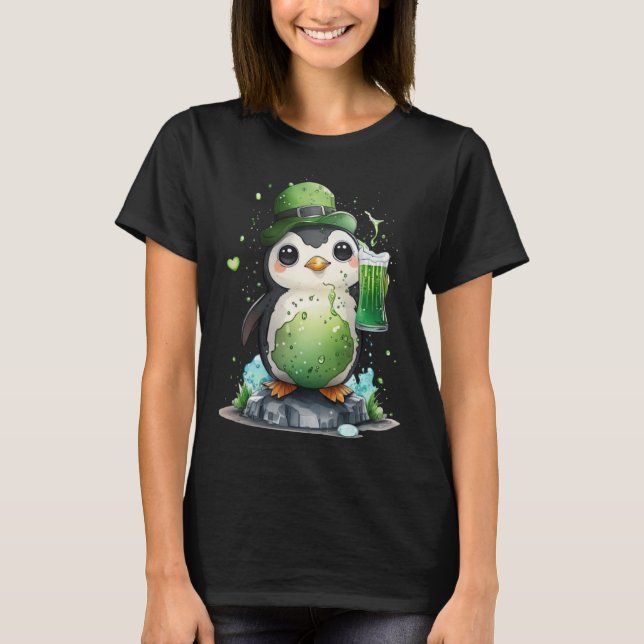 Camiseta Cute Penguin Loves Beer St Patrick s Day (Anverso)